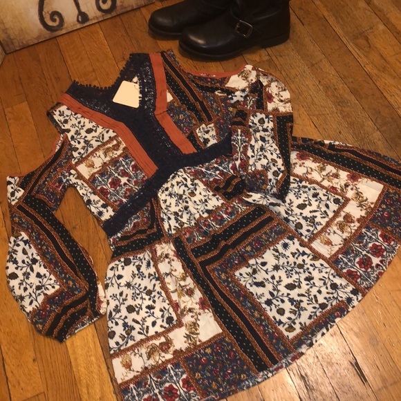 Bohemian Multi-Printed Long Sleeve Mini Dress Tunic - Picture 9 of 14